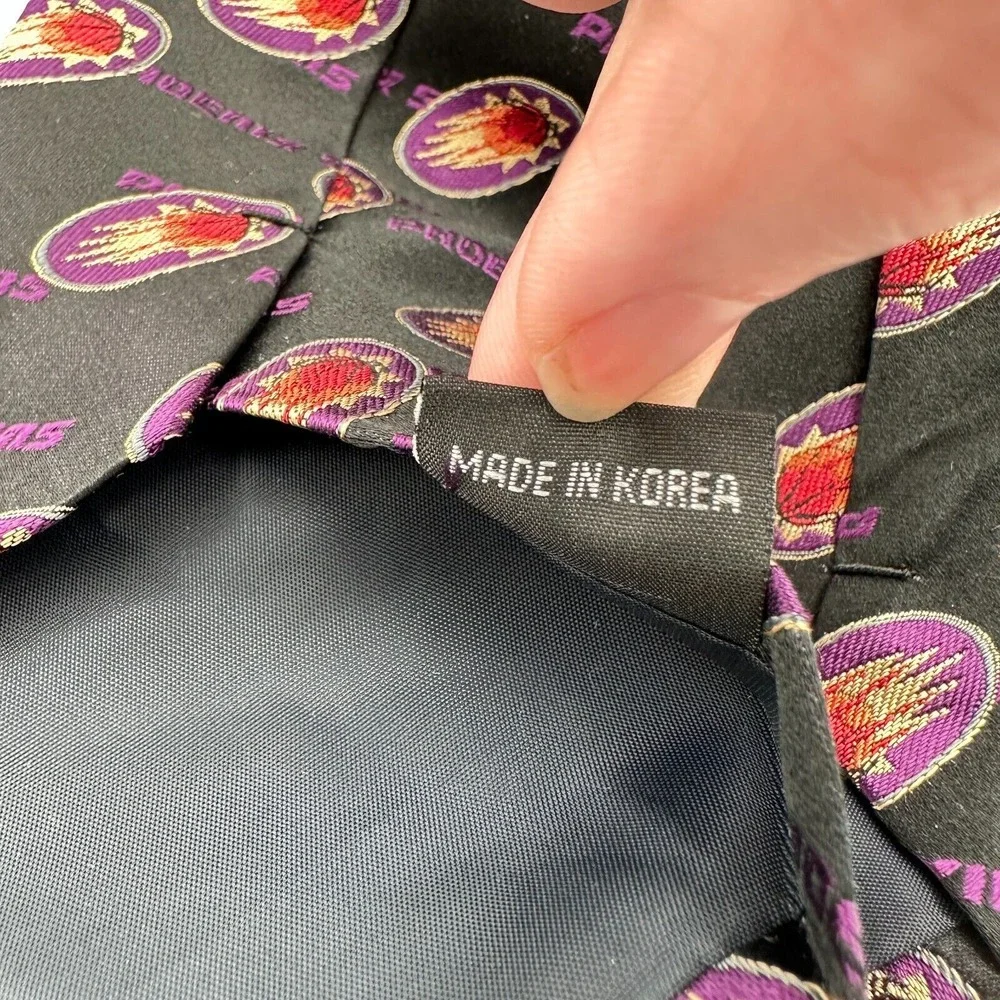 Vintage Phoenix Suns‎ Tie Purple Silk NBA Basketball Logo Sports Arizona Gift